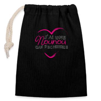 Nounou qui déchire - Sac cadeau en coton avec cordon (14 x 20 cm) - noir - Devant
