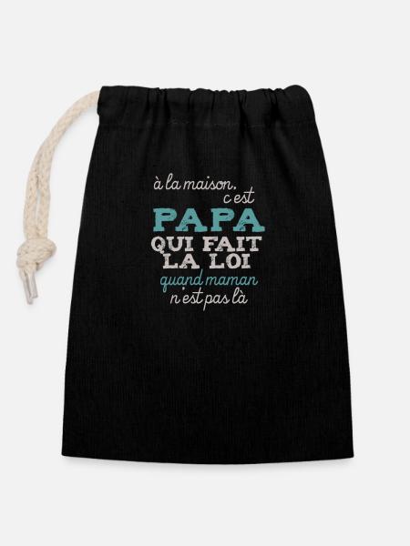 Papa fait la loi - Sac cadeau en coton avec cordon (14 x 20 cm) - noir
