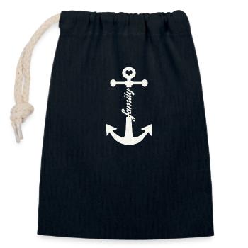 family - Sac cadeau en coton avec cordon (14 x 20 cm) - bleu marine - Devant