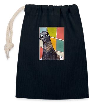 Gustav city dove cute dove - Closable cotton gift bag (14x20cm) - navy - Front