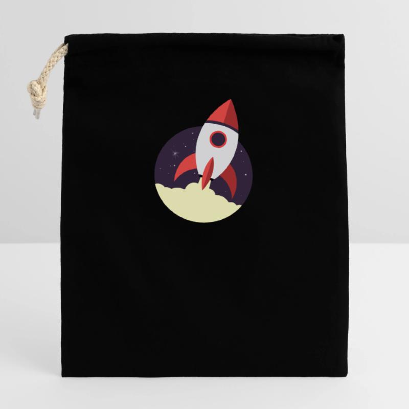 Rocket launch, rocket, space Closable cotton gift bag (14x20cm)