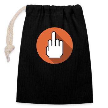 Fuck You Finger - Verschließbarer Geschenkbeutel aus Baumwolle (14x20cm) - Schwarz - Vorne