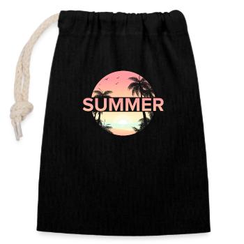 Beach - Closable cotton gift bag (14x20cm) - black - Front