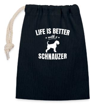 Schnauzer - Verschließbarer Geschenkbeutel aus Baumwolle (14x20cm) - Navy - Vorne