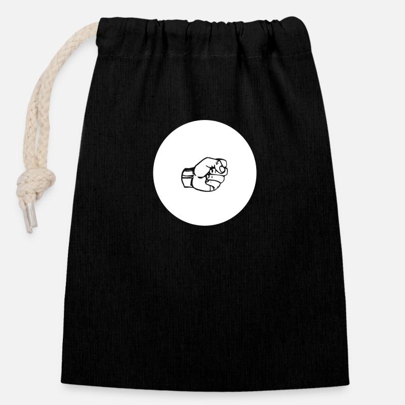 STONE (w) - Closable cotton gift bag (14x20cm) - black