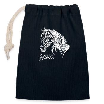 horse - Closable cotton gift bag (14x20cm) - navy - Front