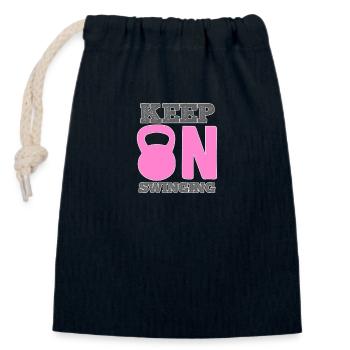 fitness - Closable cotton gift bag (14x20cm) - navy - Front