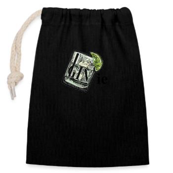 GINie (jeu de mots génial, blague de mots) Gin and Tonic - Sac cadeau en coton avec cordon (14 x 20 cm) - noir - Devant