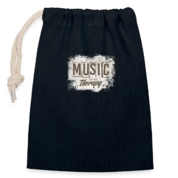 musique - Sac cadeau en coton avec cordon (14 x 20 cm) - bleu marine - Devant