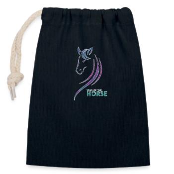horse - Closable cotton gift bag (14x20cm) - navy - Front