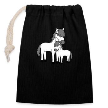 baby child mom daddy family young foal sweet ni - Closable cotton gift bag (14x20cm) - black - Front