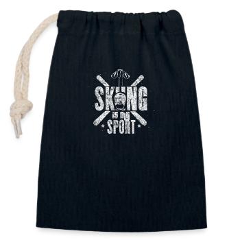 Ski d'hiver - Sac cadeau en coton avec cordon (14 x 20 cm) - bleu marine - Devant