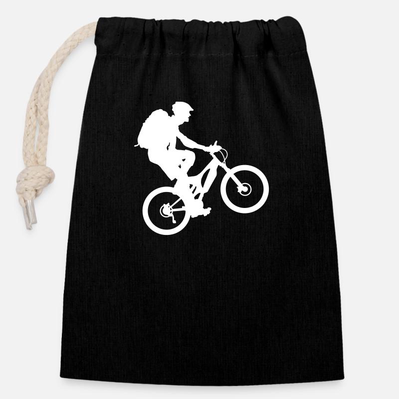 Biker - Sac cadeau en coton avec cordon (14 x 20 cm) - noir