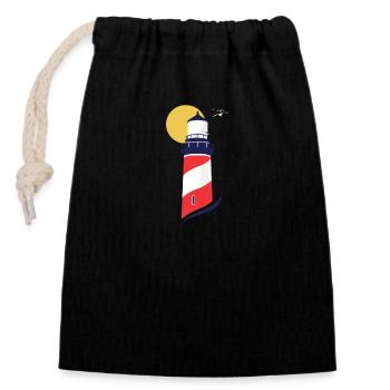 lighthouse - Closable cotton gift bag (14x20cm) - black - Front