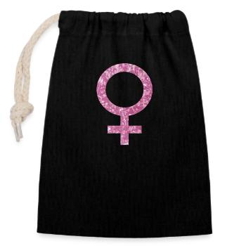 venus e 60 - Closable cotton gift bag (14x20cm) - black - Front