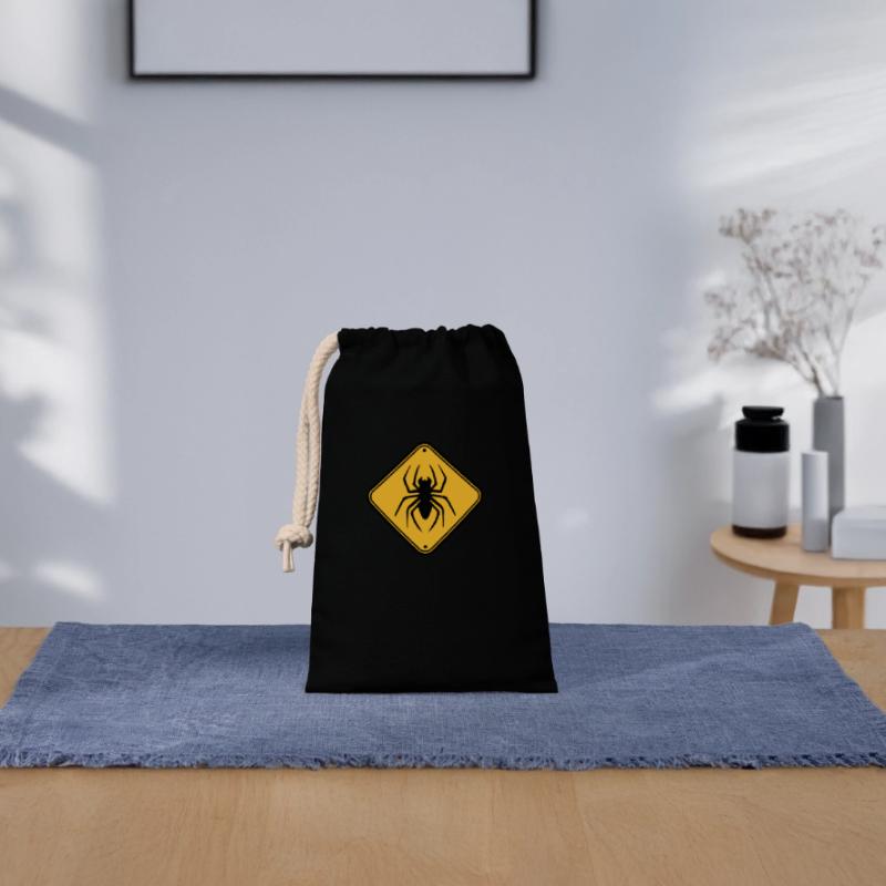 shield warning caution hazard caution zone spider Closable cotton gift bag (14x20cm)