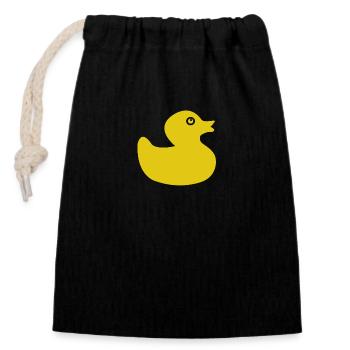 Squeaky duck rubber bath bath - Closable cotton gift bag (14x20cm) - black - Front