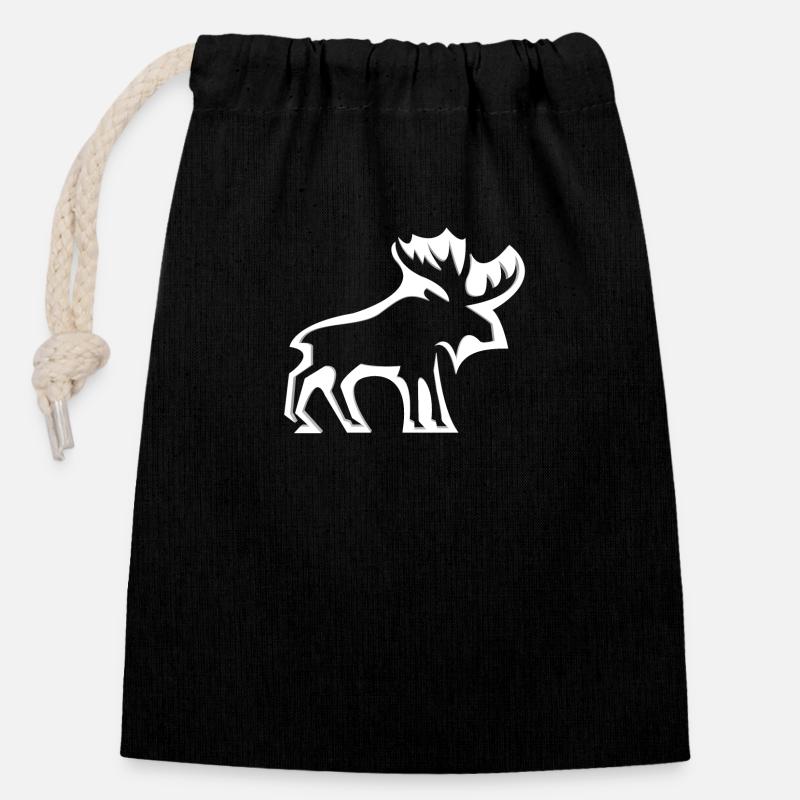 Moose - Closable cotton gift bag (14x20cm) - black