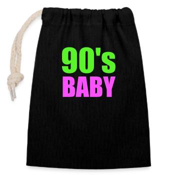 90's baby 90s 1990 childhood gift music - Closable cotton gift bag (14x20cm) - black - Front