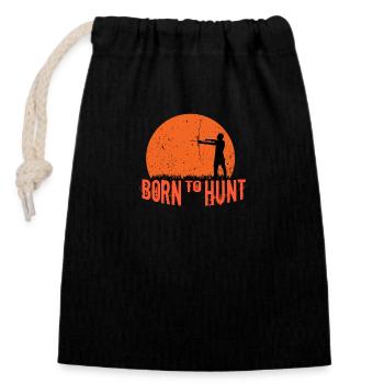 To hunt - Closable cotton gift bag (14x20cm) - black - Front