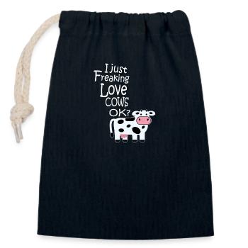 I just freaking love cows cadeau paysan vache amour - Sac cadeau en coton avec cordon (14 x 20 cm) - bleu marine - Devant