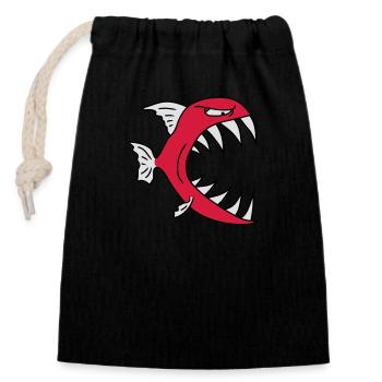 Monster Fish - Closable cotton gift bag (14x20cm) - black - Front