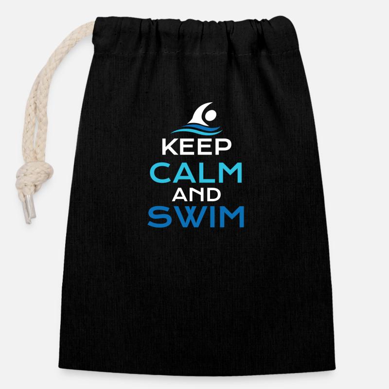 swim - Closable cotton gift bag (14x20cm) - black