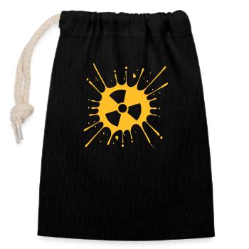 caution atomic symbol radioactive warning note - Closable cotton gift bag (14x20cm) - black - Front