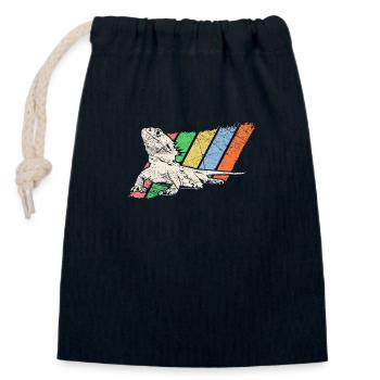 Pet Retro - Closable cotton gift bag (14x20cm) - navy - Front