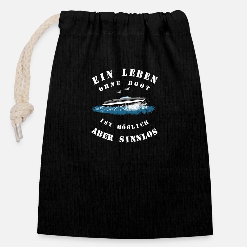 Motorboat - Closable cotton gift bag (14x20cm) - black