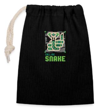 Snake - Closable cotton gift bag (14x20cm) - black - Front