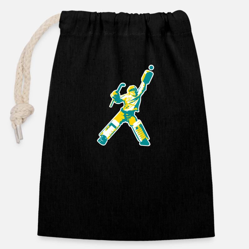 Hockey Torwart - Verschließbarer Geschenkbeutel aus Baumwolle (14x20cm) - Schwarz