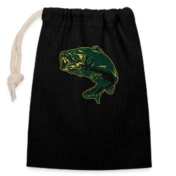 fish - Closable cotton gift bag (14x20cm) - black - Front