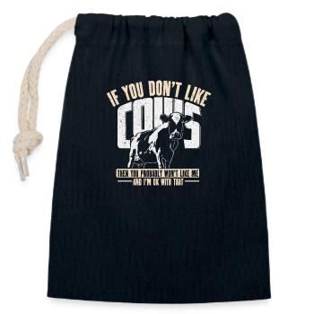 Cow saying gift - Closable cotton gift bag (14x20cm) - navy - Front