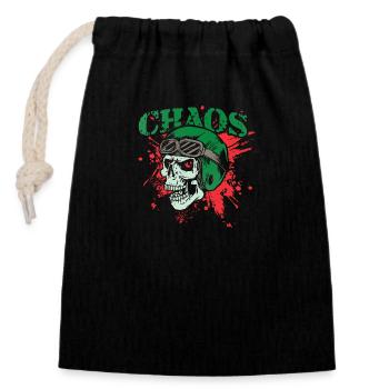 crâne - Sac cadeau en coton avec cordon (14 x 20 cm) - noir - Devant