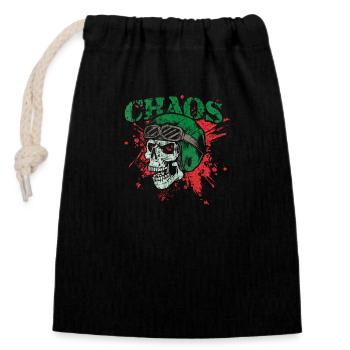 crâne - Sac cadeau en coton avec cordon (14 x 20 cm) - noir - Devant