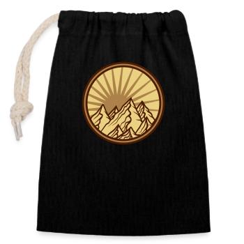 mountains circle mountains round logo sun high mountain path - Closable cotton gift bag (14x20cm) - black - Front