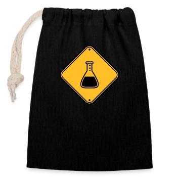 caution science shield note caution flues - Closable cotton gift bag (14x20cm) - black - Front