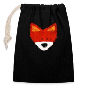FUCHS, fox - Verschließbarer Geschenkbeutel aus Baumwolle (14x20cm) - Schwarz - Vorne