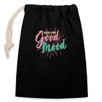 eat - Closable cotton gift bag (14x20cm) - black - Front