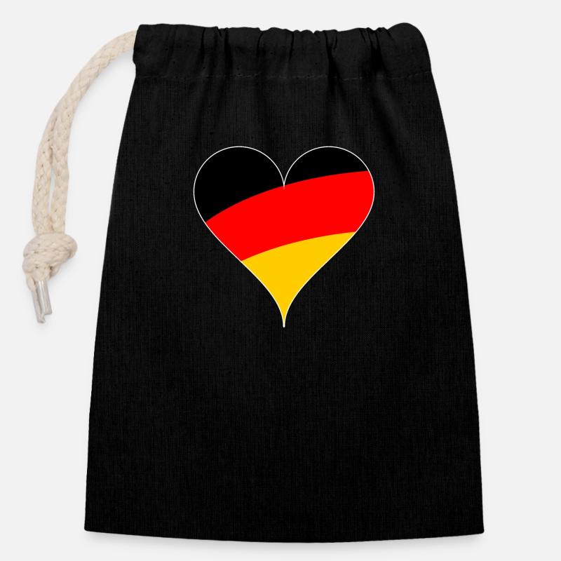 German heart - Closable cotton gift bag (14x20cm) - black