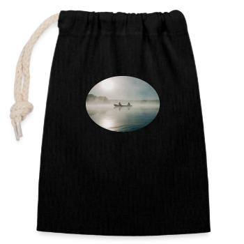 Pêche dans le bateau - Sac cadeau en coton avec cordon (14 x 20 cm) - noir - Devant