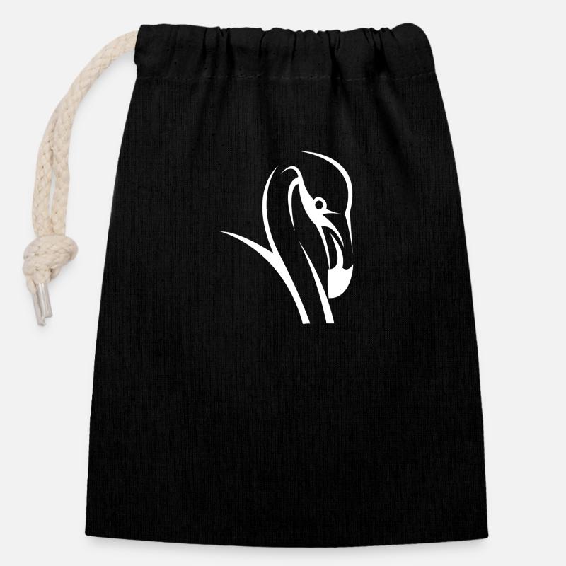 flamingo - Sac cadeau en coton avec cordon (14 x 20 cm) - noir