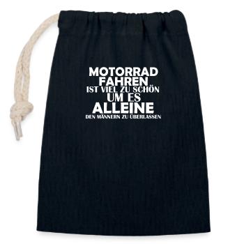 Motorrad Bikerin Frauenpower - Verschließbarer Geschenkbeutel aus Baumwolle (14x20cm) - Navy - Vorne