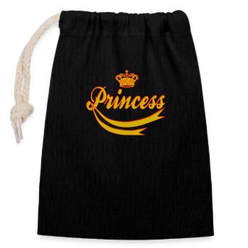 princesse - Sac cadeau en coton avec cordon (14 x 20 cm) - noir - Devant