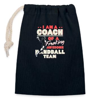 Trainer Handball Geschenk - Verschließbarer Geschenkbeutel aus Baumwolle (14x20cm) - Navy - Vorne