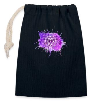 Mandala - Lila - Verschließbarer Geschenkbeutel aus Baumwolle (14x20cm) - Navy - Vorne
