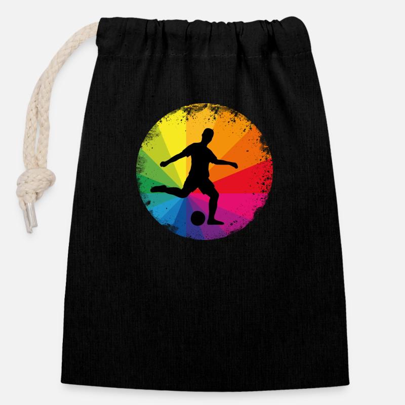 Fussballer/soccer player - Verschließbarer Geschenkbeutel aus Baumwolle (14x20cm) - Schwarz