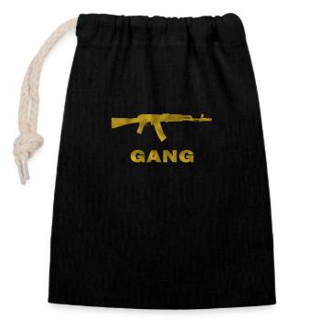 AK 47 gear gold - Closable cotton gift bag (14x20cm) - black - Front
