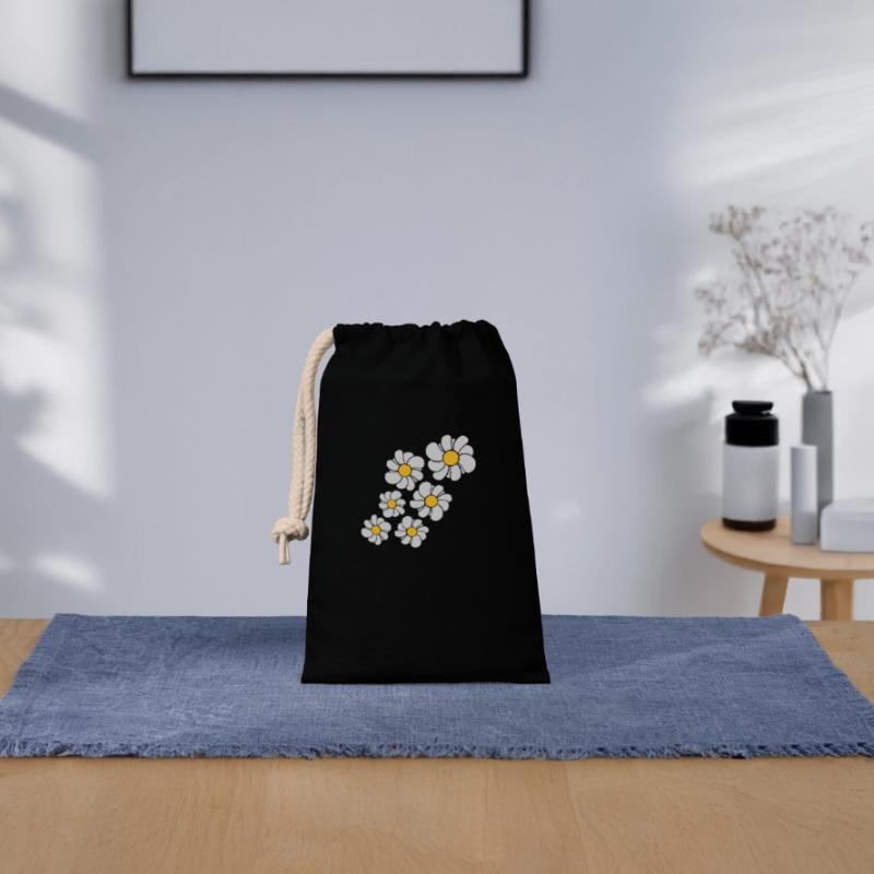 conception de modèle de fleur bleue daisy daisy be Sac cadeau en coton avec cordon (14 x 20 cm)
